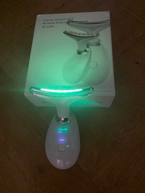 Masajeador térmico EMS para cuello, reafirmante y reafirmante, con microcorriente eléctrica y eliminador de arrugas.