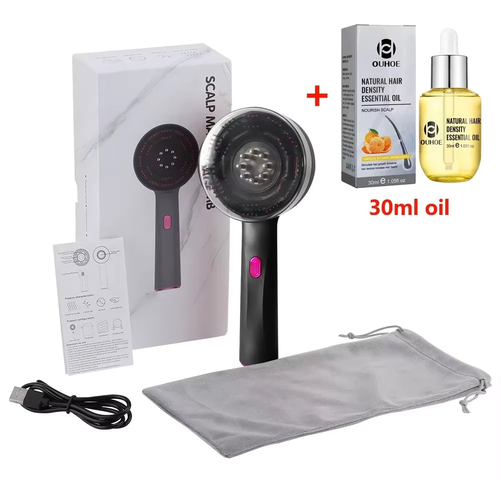Scalp Massaging Brush – 3-in-1 Electric | Waterproof | Red Light Therapy
