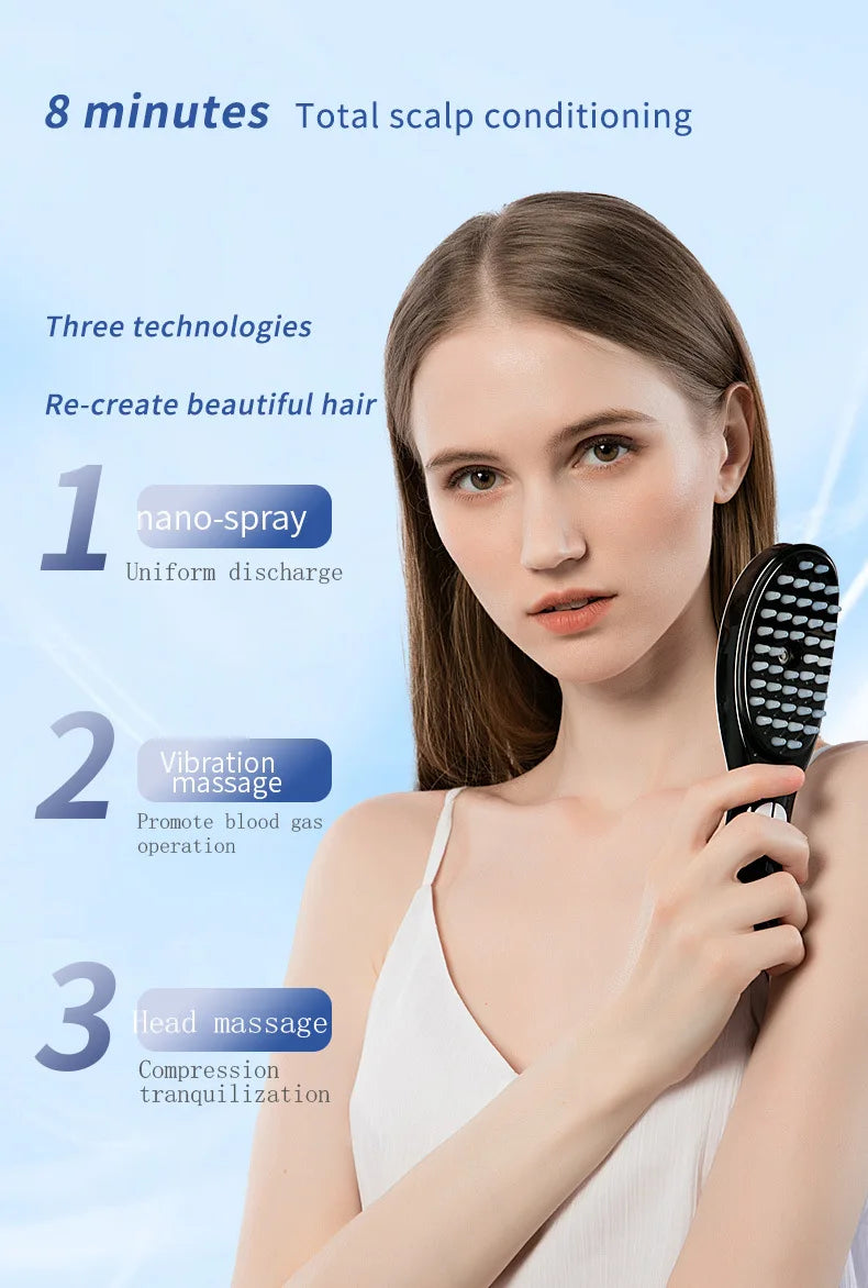 Electric Spray Massage Comb – 3-in-1 Hair Growth & Scalp Therapy