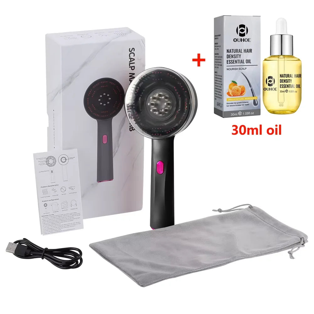 Scalp Massaging Brush – 3-in-1 Electric | Waterproof | Red Light Therapy