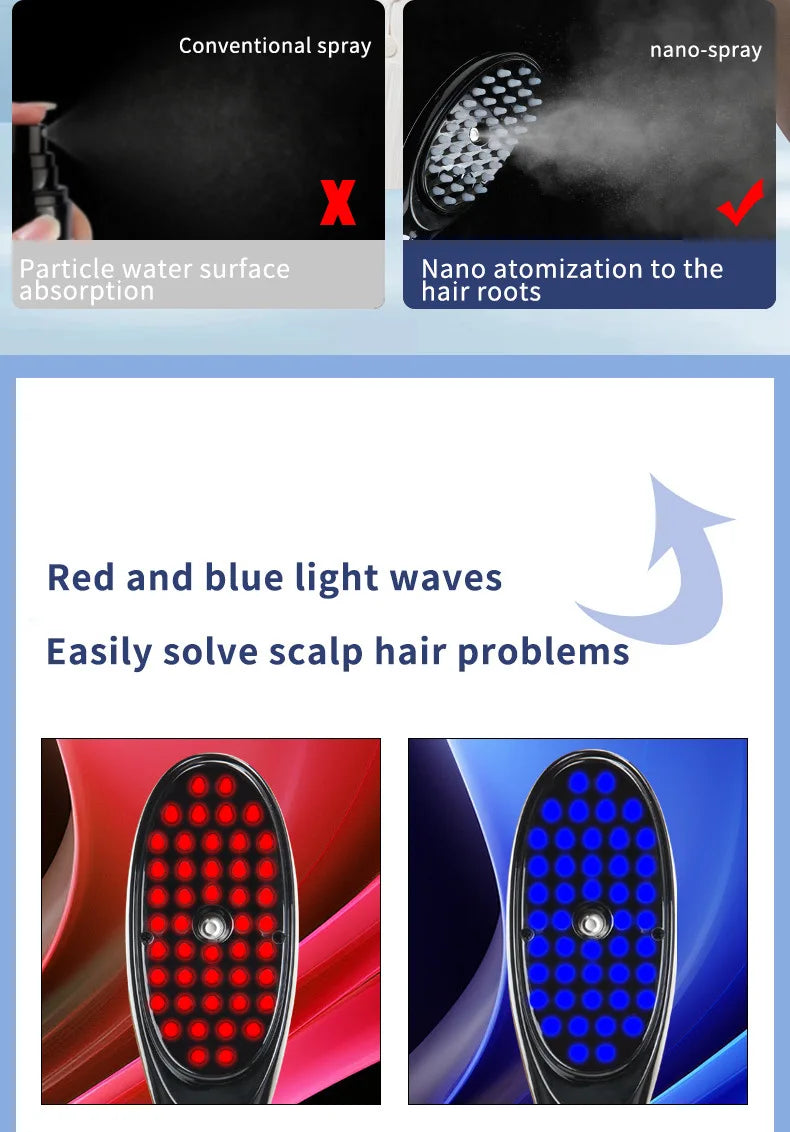 Electric Spray Massage Comb – 3-in-1 Hair Growth & Scalp Therapy