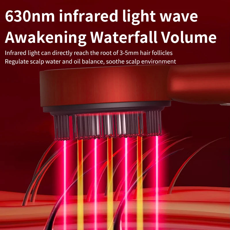 Scalp Massaging Brush – 3-in-1 Electric | Waterproof | Red Light Therapy