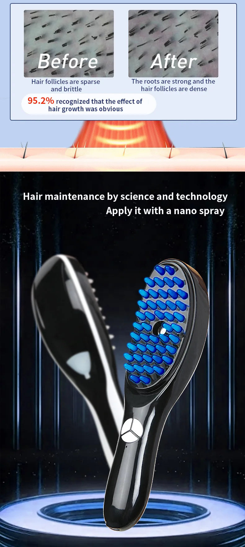 Electric Spray Massage Comb – 3-in-1 Hair Growth & Scalp Therapy