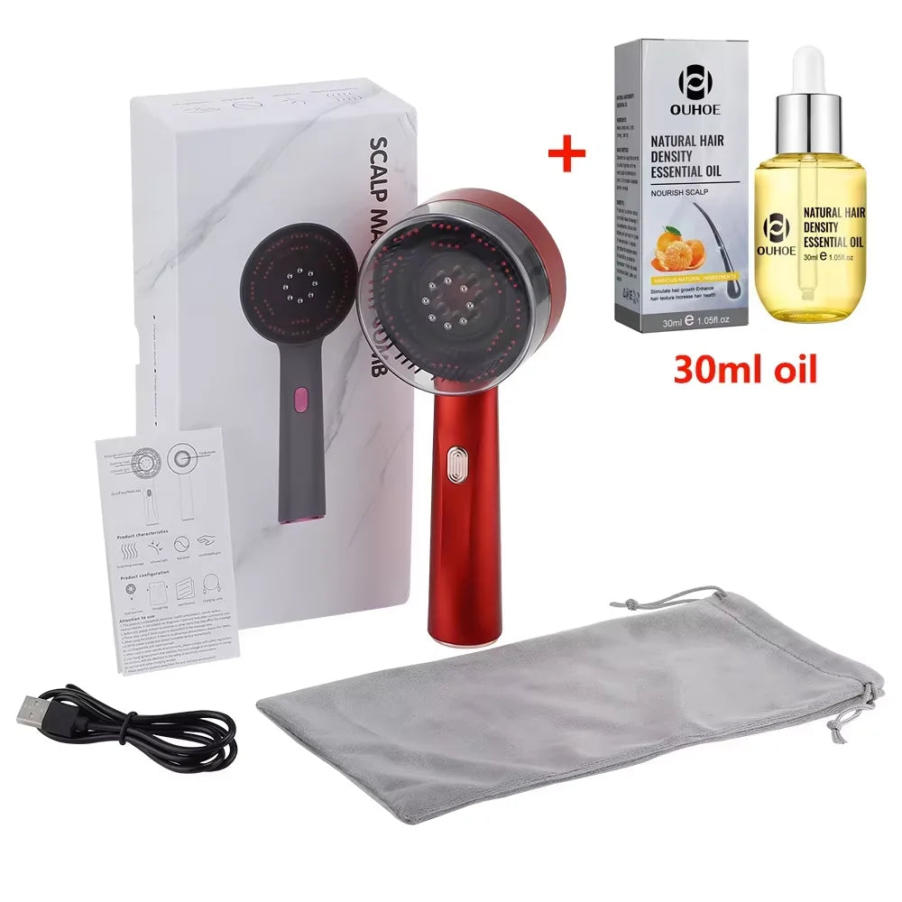 Scalp Massaging Brush – 3-in-1 Electric | Waterproof | Red Light Therapy