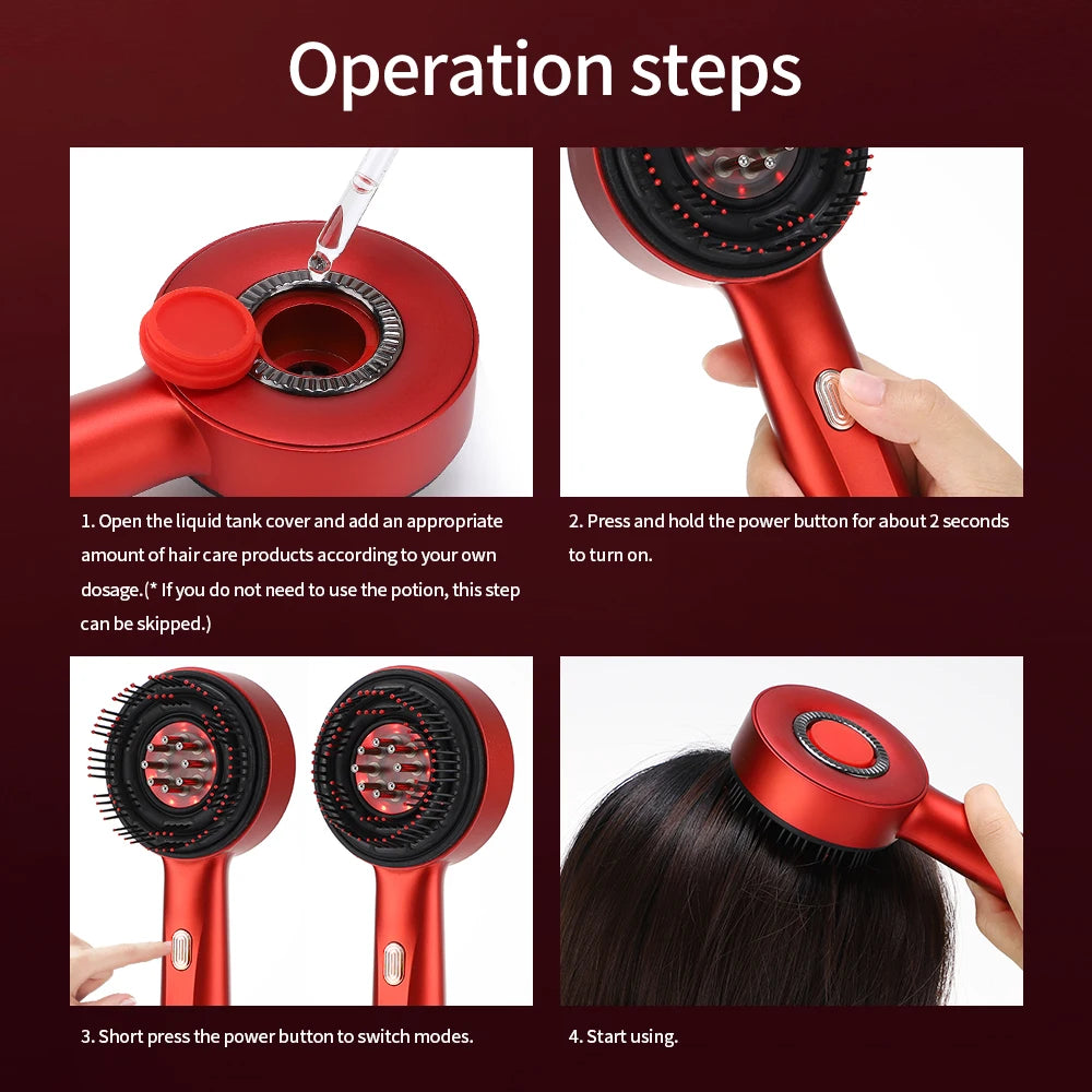 Scalp Massaging Brush – 3-in-1 Electric | Waterproof | Red Light Therapy